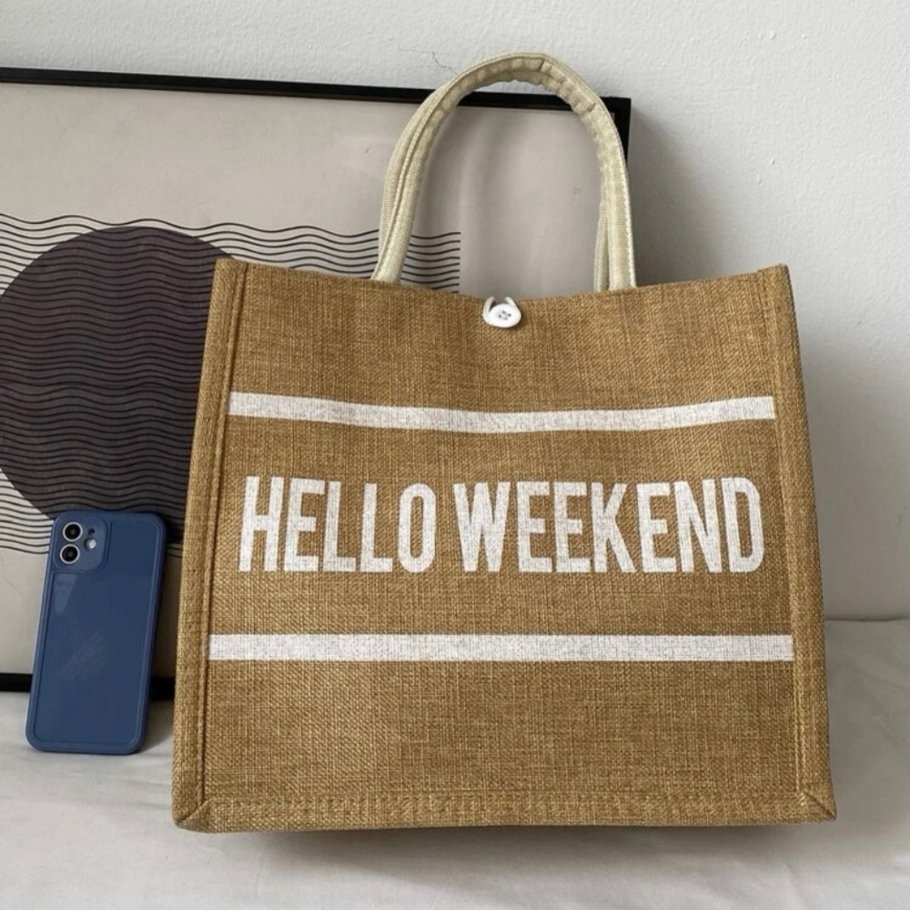 Letter Print Shopper Tote Bag